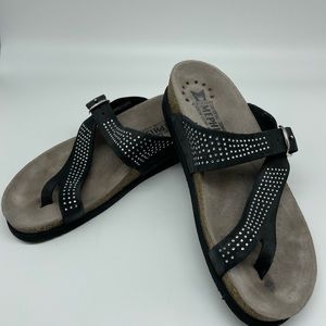 Mephisto  Sandals leather size 37  = size 7 Black w/Rinestones